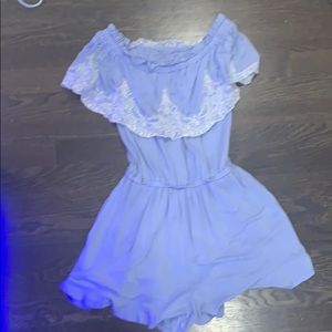 blue off the shoulder romper